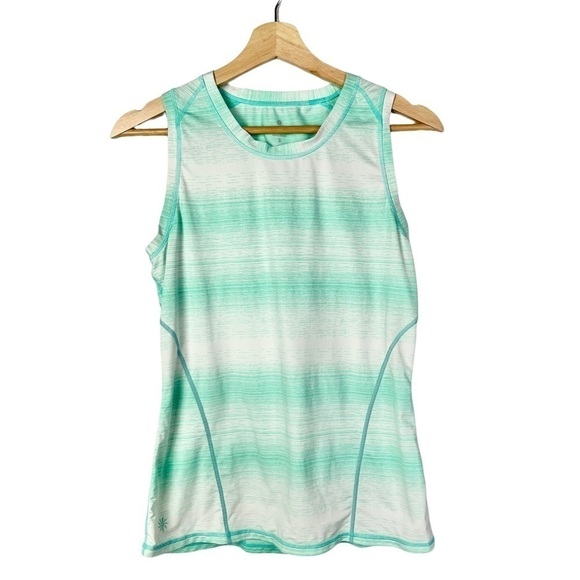 Athleta Green & White Stripe Lightweight Athletic Tank Top S - Picture 1 of 4
